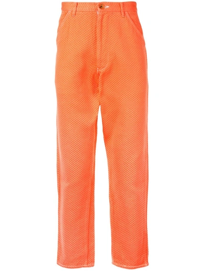 Pre-owned Comme Des Garçons Cropped Waffle Trousers In Orange