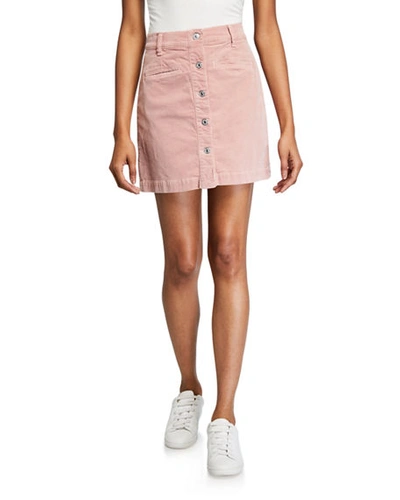 7 For All Mankind Button-front Mini Skirt In Dustyrose