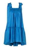 Stine Goya Serena Ruched Shoulder Tie Dress In Blue