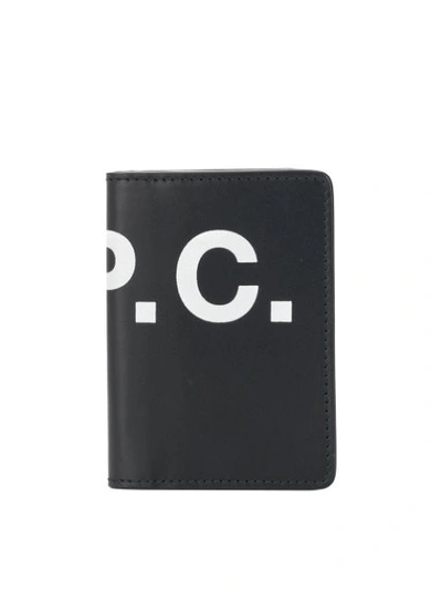 Apc Blue Leather Card Holder In Black