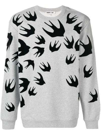 Mcq By Alexander Mcqueen Mcq Swallow Large Swallow Flocked Crew Sweat In Grey
