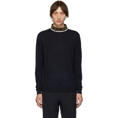 Fendi Ff Logo Sweater In Blue