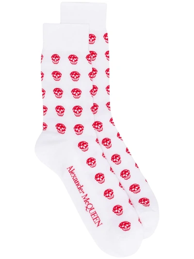 Alexander Mcqueen Skull Motif Socks In White