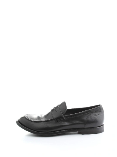 Officine Creative Black Leather Loafers In Grey