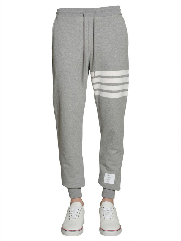 Thom Browne Men's Grey Cotton Joggers | ModeSens