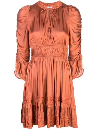 Ulla Johnson Luisa Ruched Mini Dress In Rust