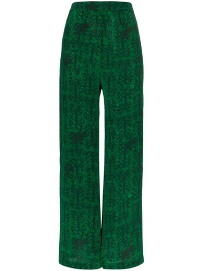 Chufy Printed Wide-leg Trousers In Green