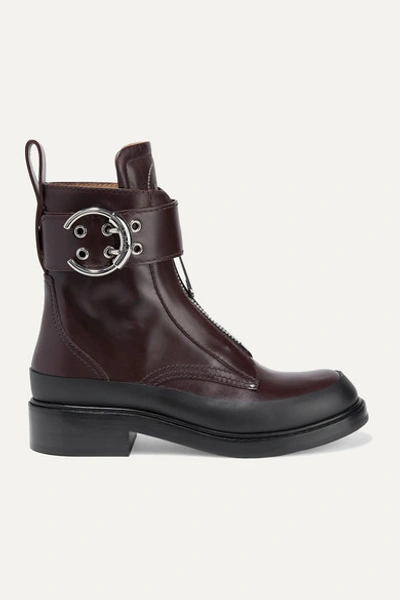 Chloé Roy Rubber-trimmed Leather Ankle Boots In Deep Purple