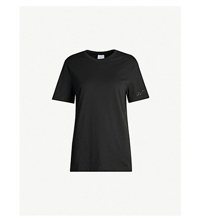 Victoria Beckham Relaxed-fit Brand-embroidered Cotton-jersey T-shirt In Black