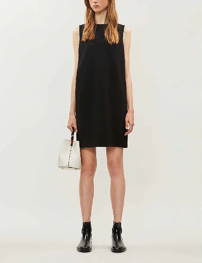 Theory Column Sleeveless Crepe Mini Dress In Black