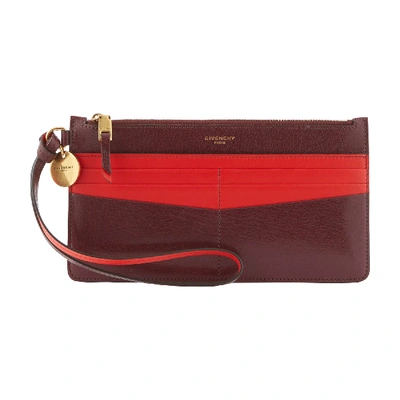 Givenchy Gv3 Leather Card Holder In Bordeaux /rouge