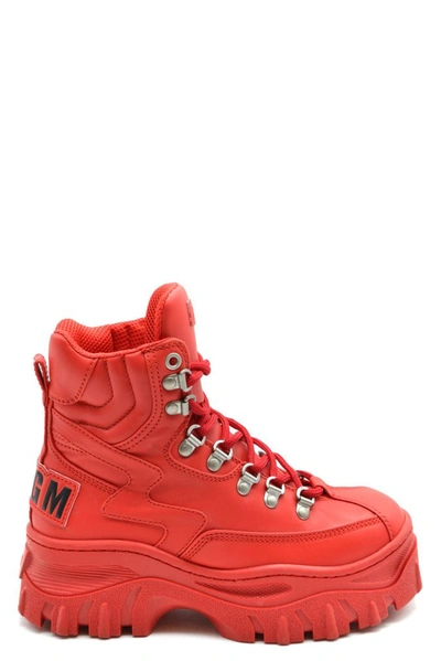 Msgm Women's Red Leather Ankle Boots