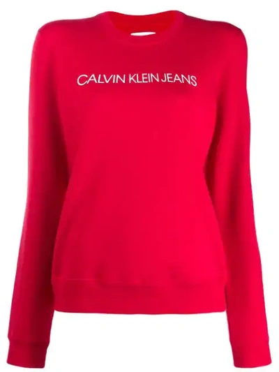 Calvin Klein Jeans Est.1978 Red Cotton Sweatshirt