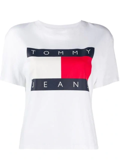 Tommy Jeans Logo-print Cotton-jersey T-shirt In White