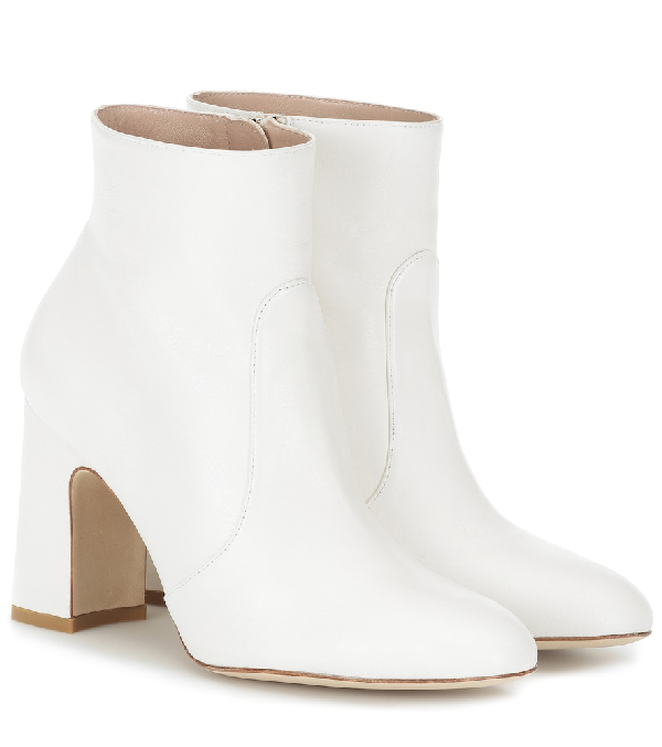 stuart weitzman white ankle boots