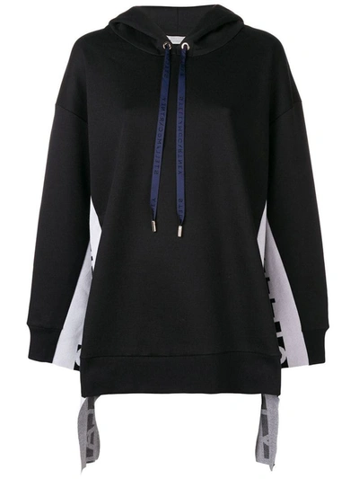 Stella Mccartney Black Logo Hooded Cotton Sweatshirt In Blue