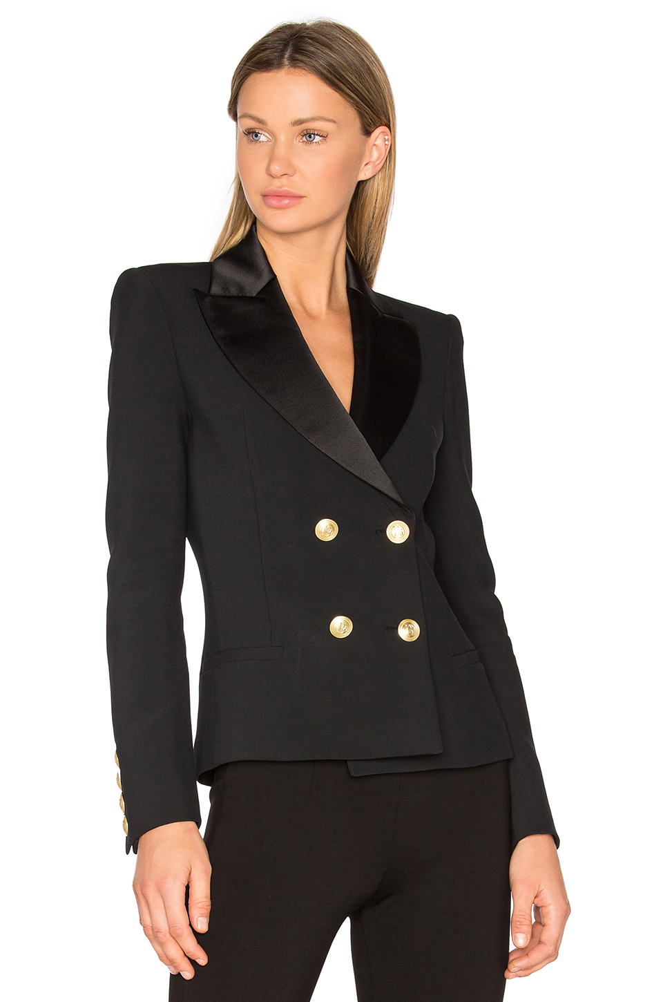 Pierre Balmain Double-breasted Gold Button Jacket In Black | ModeSens