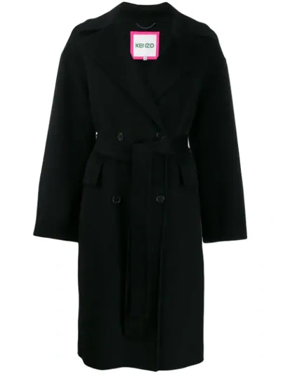 Kenzo Black Belted Cocoon Coat