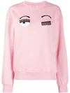 Chiara Ferragni Flirting Embroidered Sweatshirt In Pink