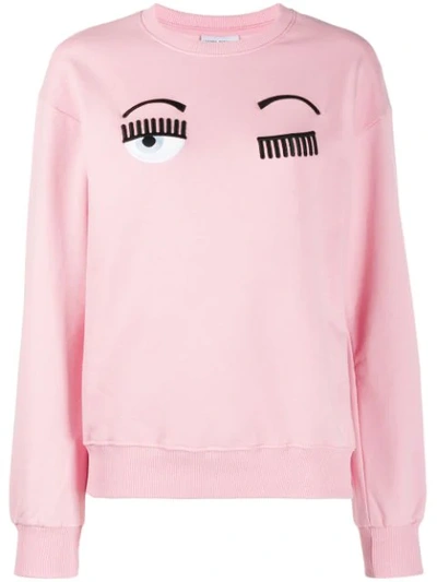 Chiara Ferragni Flirting Embroidered Sweatshirt In Pink