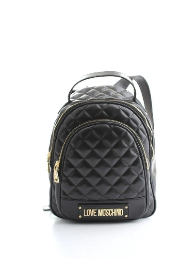 Love Moschino Quilted Leather Backpack In Grey