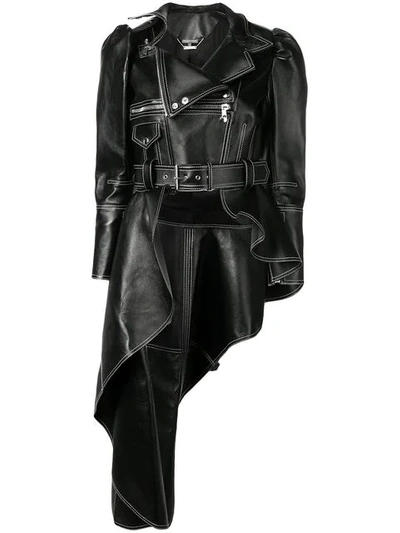 Alexander Mcqueen Black Leather Outerwear Jacket