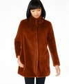 Calvin Klein Faux Fur Coat In Tobacco