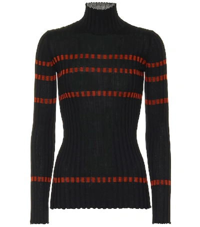 Loewe Rib Silk Turtleneck Sweater In Black