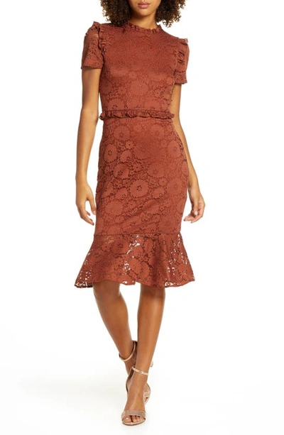 Ali & Jay Live Music Night Lace & Ruffle Dress In Copper