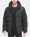 Dkny Men's Classic Fit Logo Hooded Puffer Jacket In Black
