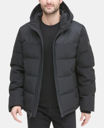 Dkny Men's Mixed-media Puffer Coat, Created For Macy's In Black