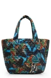 Mz Wallace Medium Metro Quilted Nylon Tote In Butterfly Print