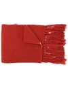 Ami Alexandre Mattiussi Ribbed Scarf Ami De Coeur Patch In Orange