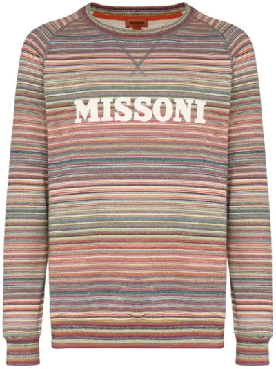 Missoni Logo Printed Striped Sweatshirt In Red