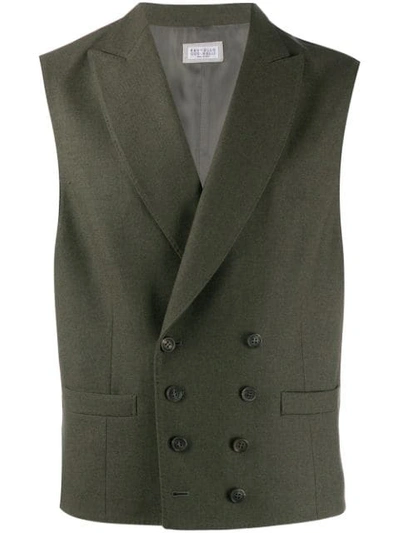 Brunello Cucinelli Double-breasted Waistcoat In Green