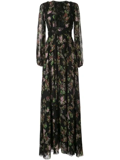 Giambattista Valli Floral Print Maxi Dress In Black