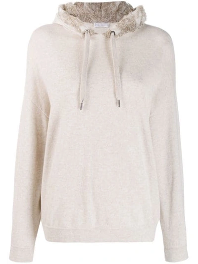 Brunello Cucinelli Hooded Jumper In Neutrals