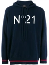 N°21 Logo Knitted Hooded Jumper In Blue