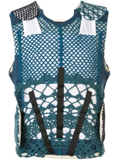 Craig Green Crochet Style Lined Vest In Blue