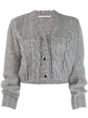 Alessandra Rich Cable Knit Cardigan In Grey