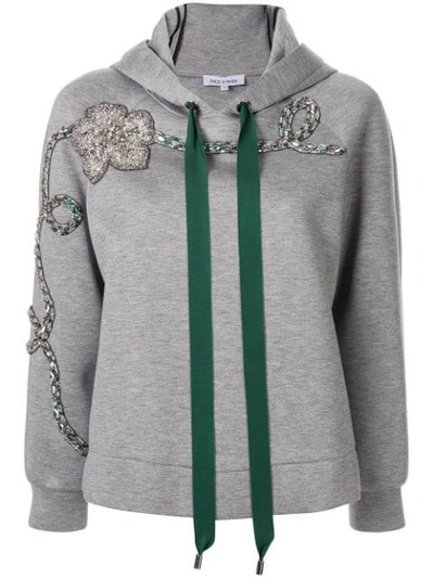 Dice Kayek Floral Embellished Hoodie In Grey