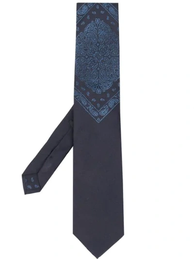Etro Paisley Embroidered Tie In Blue