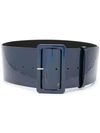 Msgm Metallic Finish Belt In Black