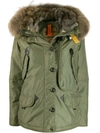 Parajumpers Fur Trimmed Padded Coat In Green