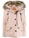 Parajumpers Fur Trimmed Padded Coat In 540 Powder Pink