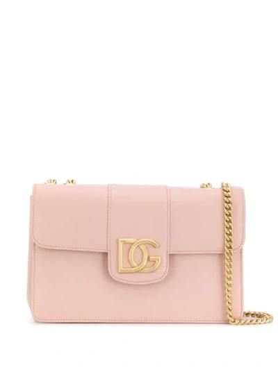 Dolce & Gabbana Logo Plaque Shoulder Bag In Pink