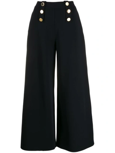 Stella Mccartney Button-embellished Wide-leg Trousers In Nero