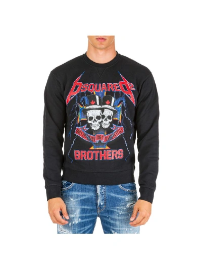 Dsquared2 Skull Brothers Sweatshirt In Nero