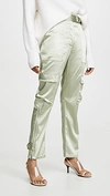 Jonathan Simkhai Structured Sateen Utility Pants In Utility Green