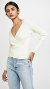 Jonathan Simkhai Long Sleeve Wrap Top In White